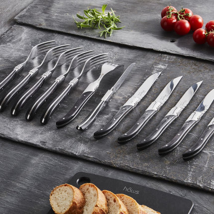 Laguiole By Hâws 6 grillknivar och 6 gafflar i svart trä