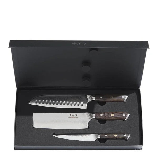 Wengé knivset 3 delar brun